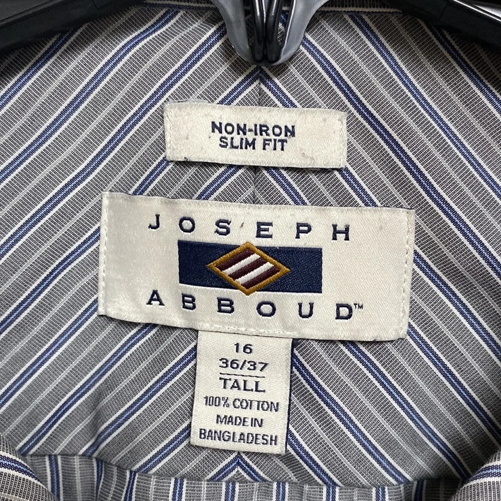 Joesph Abboud Mens Grey/Blue Stripe Slim fit Size 16- 36/37 Shirt - Picture 4 of 6